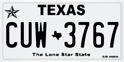 TX license plate CUW3767