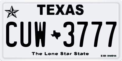 TX license plate CUW3777
