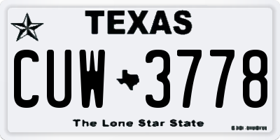 TX license plate CUW3778