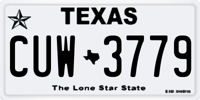 TX license plate CUW3779