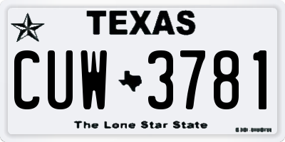 TX license plate CUW3781