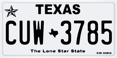 TX license plate CUW3785