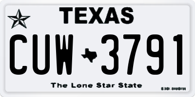 TX license plate CUW3791