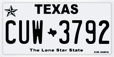 TX license plate CUW3792