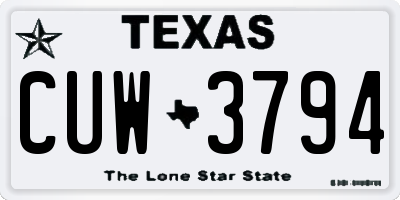 TX license plate CUW3794