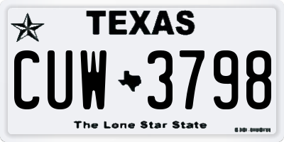 TX license plate CUW3798