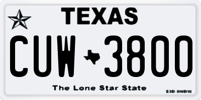 TX license plate CUW3800