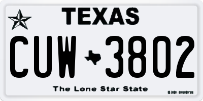 TX license plate CUW3802