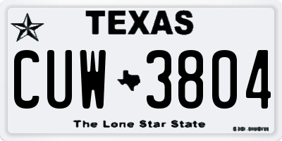 TX license plate CUW3804