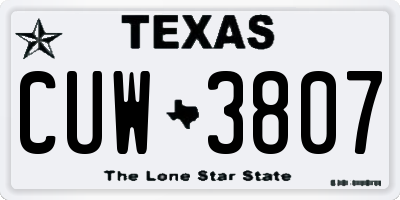 TX license plate CUW3807