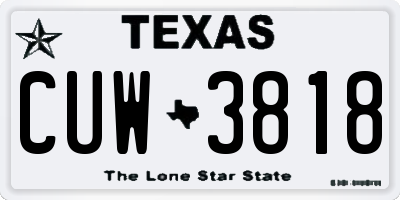 TX license plate CUW3818