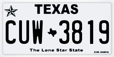 TX license plate CUW3819