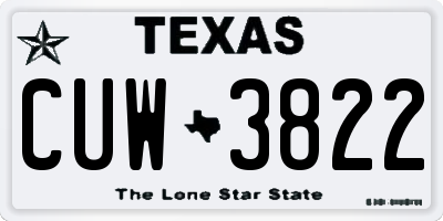 TX license plate CUW3822