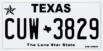 TX license plate CUW3829