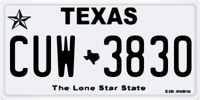 TX license plate CUW3830