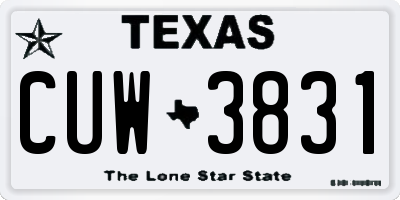 TX license plate CUW3831