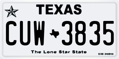TX license plate CUW3835