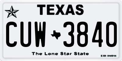 TX license plate CUW3840
