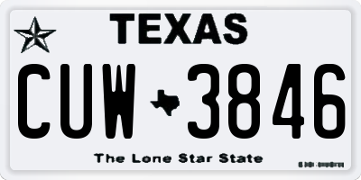 TX license plate CUW3846