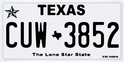 TX license plate CUW3852