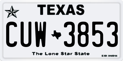 TX license plate CUW3853