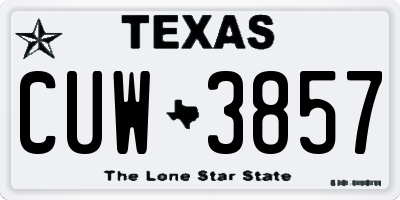 TX license plate CUW3857