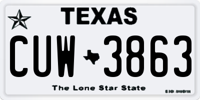 TX license plate CUW3863