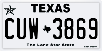 TX license plate CUW3869