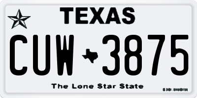 TX license plate CUW3875