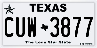 TX license plate CUW3877