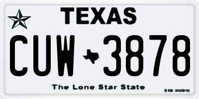 TX license plate CUW3878