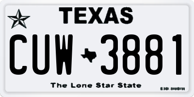 TX license plate CUW3881