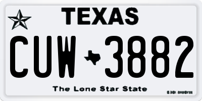TX license plate CUW3882