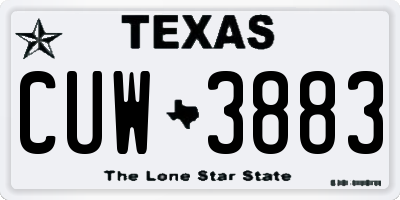TX license plate CUW3883