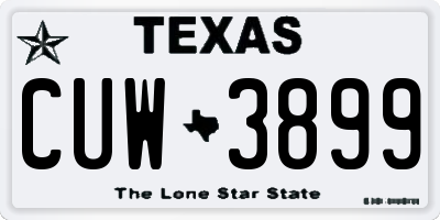 TX license plate CUW3899