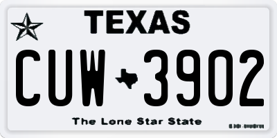 TX license plate CUW3902