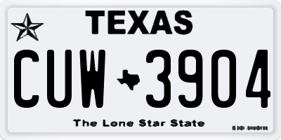 TX license plate CUW3904
