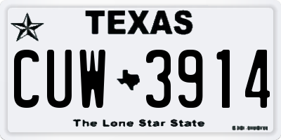 TX license plate CUW3914