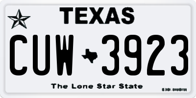TX license plate CUW3923