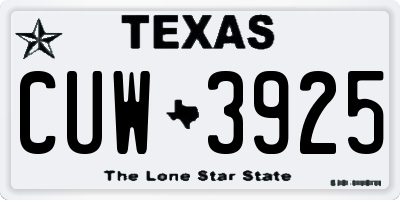 TX license plate CUW3925