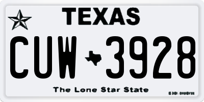TX license plate CUW3928