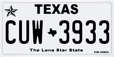 TX license plate CUW3933