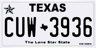 TX license plate CUW3936