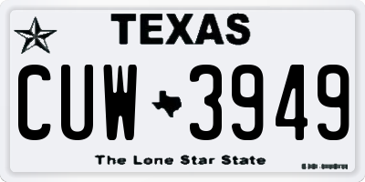 TX license plate CUW3949