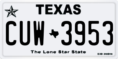 TX license plate CUW3953