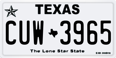 TX license plate CUW3965