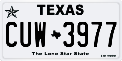 TX license plate CUW3977