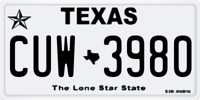 TX license plate CUW3980