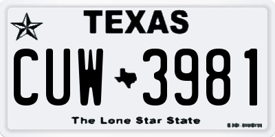 TX license plate CUW3981