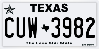 TX license plate CUW3982